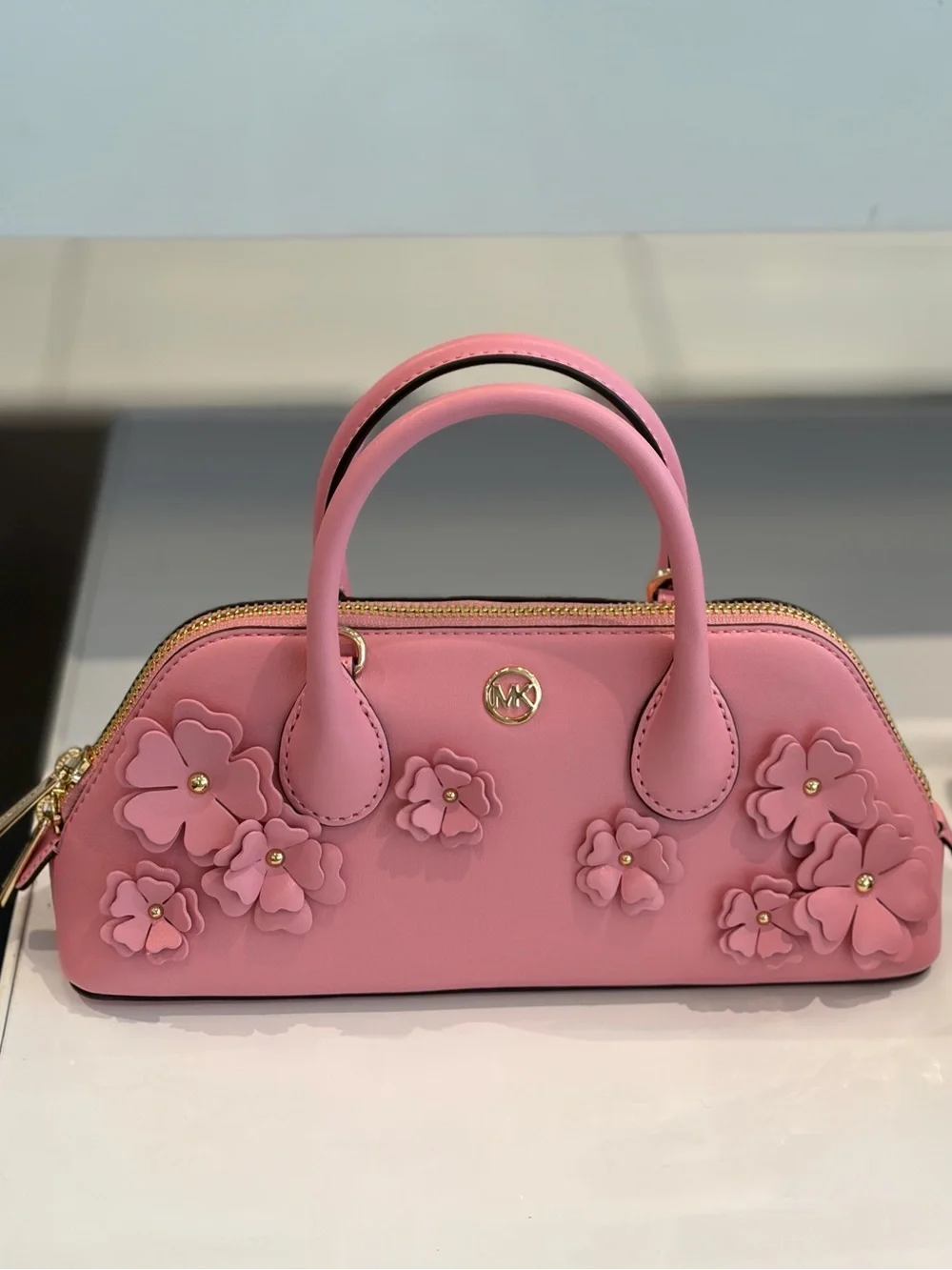 Michael Kors Pink Floral Applique Satchel